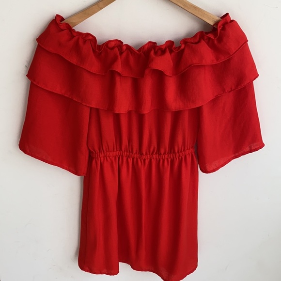 Jack by BB Dakota Women's Bowser Off The Shoulder Poppy Red Dress, Size XS - Picture 14 of 16